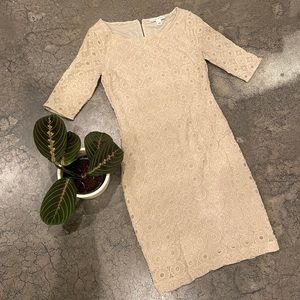 Lace beige shift dress